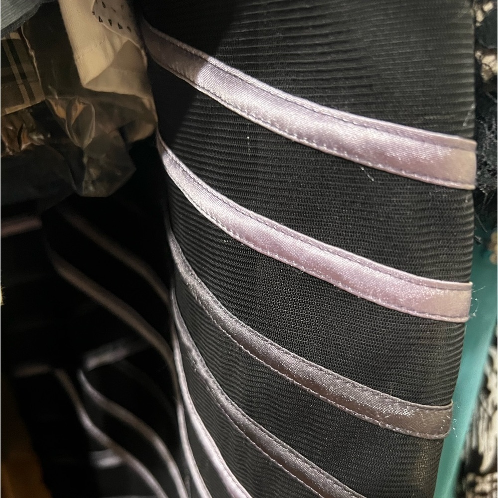 JS Collections Black Silver Lavender Wide Strap Cocktail Mini Dress Size 2 - Picture 6 of 10